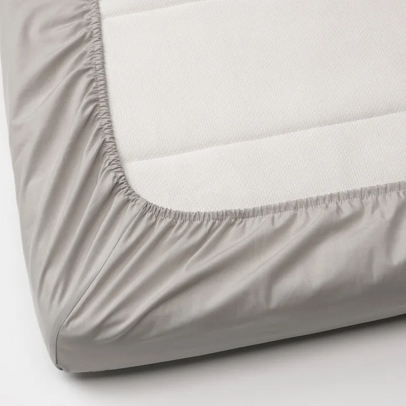 IKEA LENAST ЛЕНАСТ, простирадло на резинці д/дитяч ліжк, білий/сірий, 60x120 см 304.576.01 фото №2