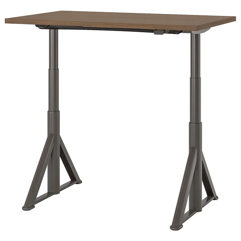 IKEA IDÅSEN ІДОСЕН, стіл регульований, коричневий/темно-сірий, 120x70 см 792.809.55 фото №1