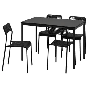 IKEA SANDSBERG САНДСБЕРГ / ADDE АДДЕ, стол и 4 стула, чёрный / черный, 110x67 см 594.291.94 фото
