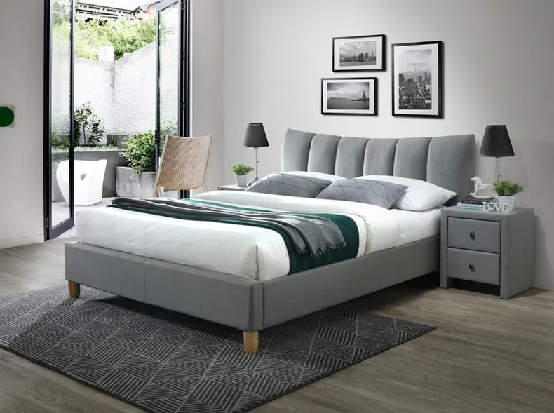 Ліжко двоспальне HALMAR SANDY 2 160x200 см сіре фото №2