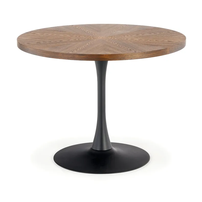 Стол кухонный круглый HALMAR CARMELO 100x100 см, столешница - орех, ножка - черный фото №1
