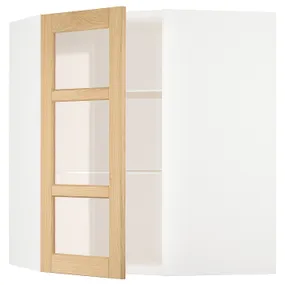 IKEA METOD МЕТОД, кутова настін шафа, полиці / скл двер, білий / ФОРСБАККА дуб, 68x80 см 195.093.24 фото