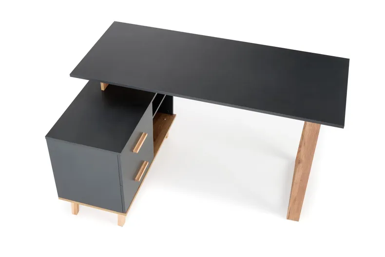 Письмовий стіл HALMAR SERGIO xl 134-210x60 см антрацит/дуб фото №3