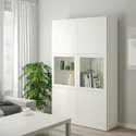 IKEA BESTÅ БЕСТО, комбинация д / хранения+стекл дверц, белое прозрачное стекло Lappviken / Sindvik, 120x42x193 см 290.594.48 фото thumb №8