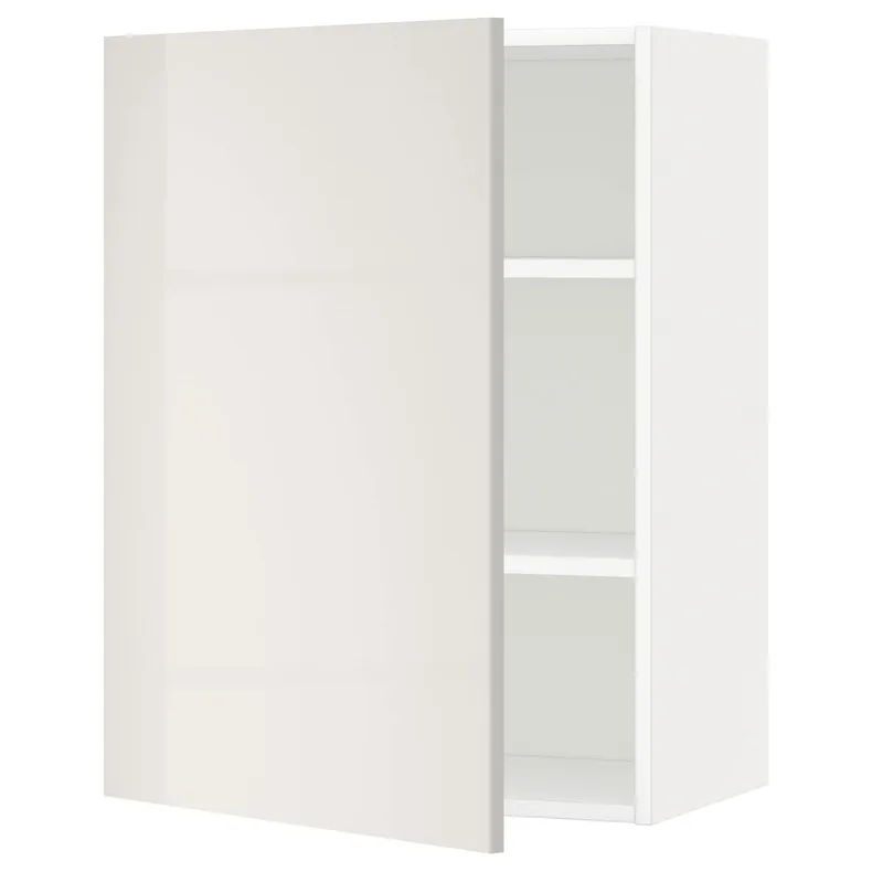 IKEA METOD МЕТОД, шафа навісна із полицями, білий / Ringhult світло-сірий, 60x80 см 494.582.57 фото №1