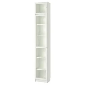 IKEA BILLY БІЛЛІ / OXBERG ОКСБЕРГ, книжкова шафа зі скляними дверцятам, білий / скло, 40x30x237 см 292.874.45 фото