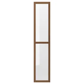 IKEA OXBERG ОКСБЕРГ, стеклянная дверь, коричневый орех, 40x192 см 205.087.00 фото