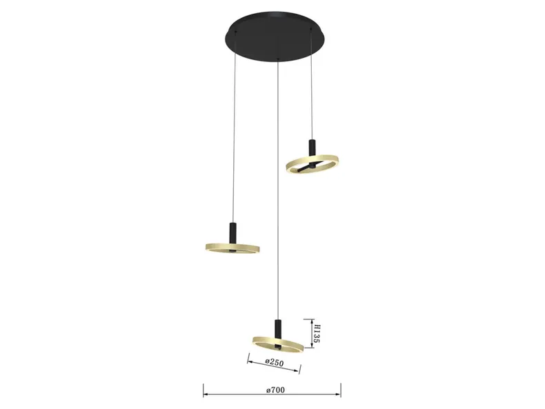 BRW Подвесной светильник LED 3000K черный/золотой Брест 3-точечный 091105 фото №5