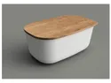 BRW Сковорода для хлеба с деревянной доской 39x24x15,5 см белая 091308 фото thumb №3