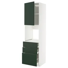 IKEA METOD МЕТОД / MAXIMERA МАКСИМЕРА, высокий шкаф д/духовки/дверь/3ящика, белый/Гавсторп темно-зеленый, 60x60x220 см 395.567.67 фото