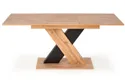 Обеденный стол раскладной HALMAR XARELTO 130-175x85 см дуб вотан, черный фото thumb №3
