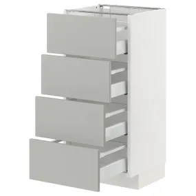 IKEA METOD МЕТОД / MAXIMERA МАКСИМЕРА, напольный шкаф 4 фасада / 4 ящика, белый / светло-серый, 40x37 см 395.380.28 фото