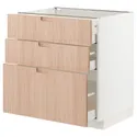 IKEA METOD МЕТОД / MAXIMERA МАКСИМЕРА, напольный шкаф с 3 ящиками, белый / светлый бамбук, 80x60 см 493.302.83 фото thumb №1