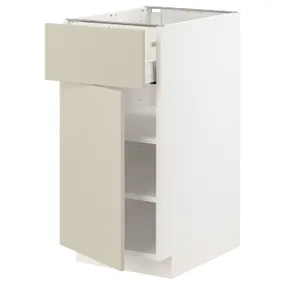 IKEA METOD МЕТОД / MAXIMERA МАКСИМЕРА, напольный шкаф с ящиком / дверцей, белый / гавсторпский бежевый, 40x60 см 394.665.21 фото