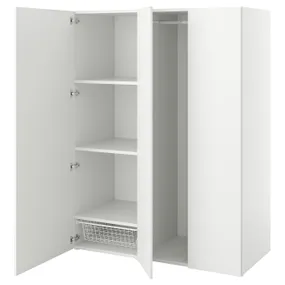 IKEA PLATSA ПЛАТСА, гардероб із 3 дверцятами, білий / ФОННЕС білий, 140x57x181 см 194.243.39 фото