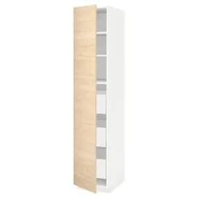 IKEA METOD МЕТОД / MAXIMERA МАКСІМЕРА, висока шафа із шухлядами, білий / АСКЕРСУНД під світлий ясен, 40x60x200 см 493.622.12 фото