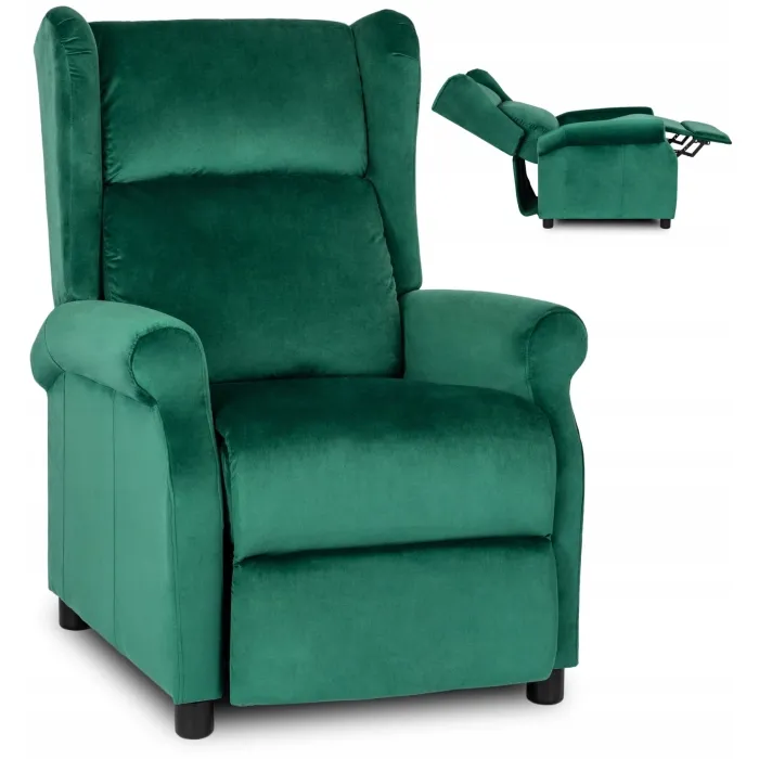 Кресло реклайнер бархатное MEBEL ELITE SIMON Velvet, зеленый фото №1