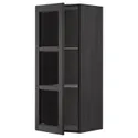 IKEA METOD МЕТОД, навесной шкаф / полки / стеклян дверца, черный / Лерхиттан с черными пятнами, 40x100 см 594.668.55 фото thumb №1