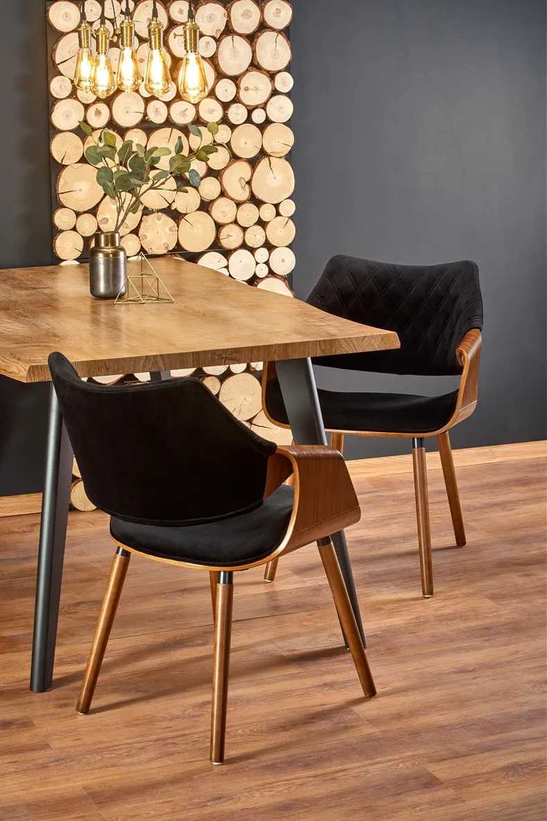 Кухонний стіл розкладний HALMAR DICKSON 120-180x80 см, стільниця - натуральний дуб, ніжки - чорні фото №9