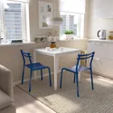 IKEA MELLTORP МЕЛЬТОРП / GENESÖN ГЕНЕСЕН, стіл+2 стільці, білий білий / синій металік, 75 см 995.363.52 фото thumb №2