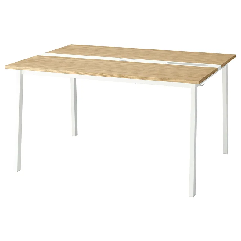 IKEA MITTZON МІТТЗОН, стіл для конференцій, дуб okl / білий, 140x108x75 см 795.334.20 фото №1