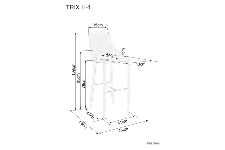 Стул барный, хокер SIGNAL TRIX H-1, серый фото №2