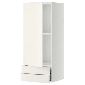 IKEA METOD МЕТОД / MAXIMERA МАКСІМЕРА, навісна шафа, дверцята / 2 шухляди, білий / ВЕДДІНГЕ білий, 40x100 см 494.616.98 фото