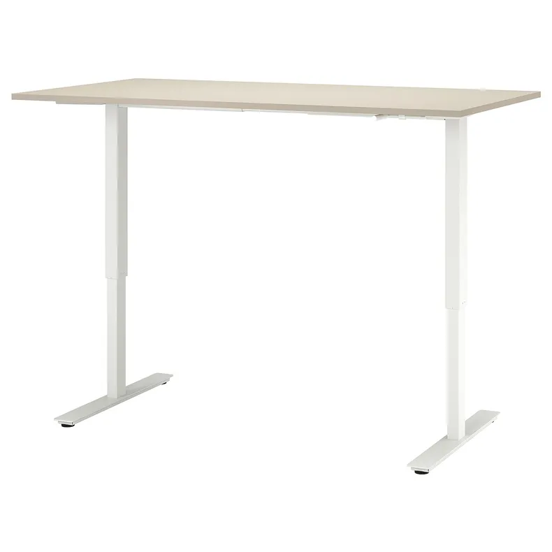 IKEA TROTTEN ТРОТТЕН, стіл регульований, бежевий / білий, 160x80 см 294.341.30 фото №1