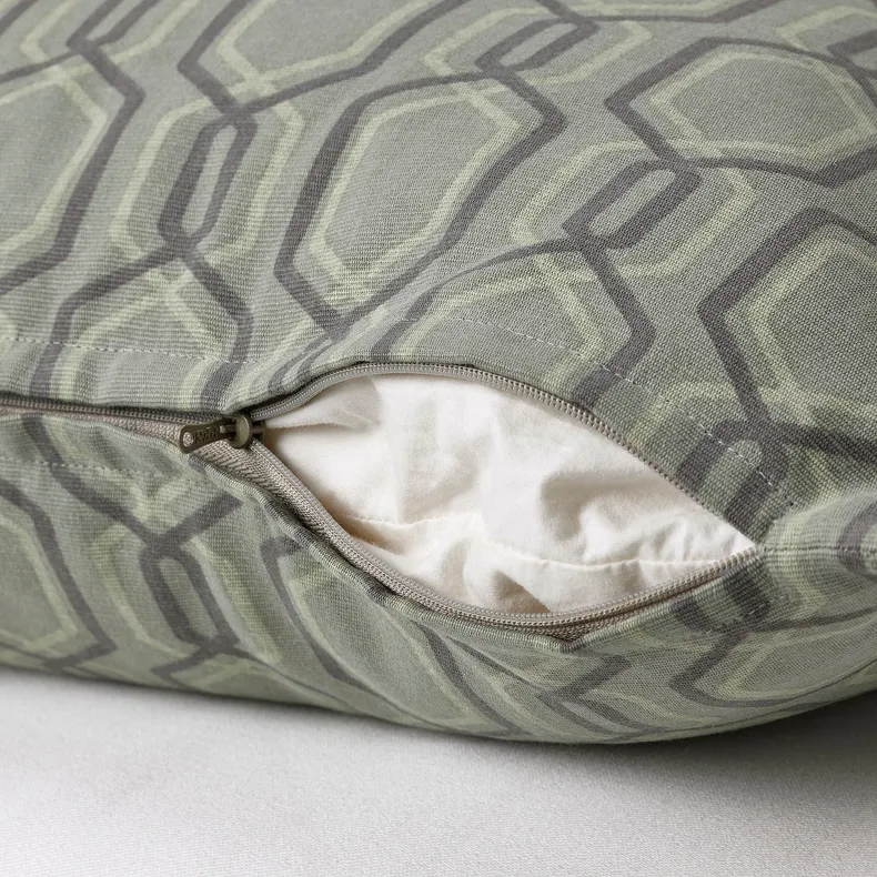 IKEA JÄTTEPOPPEL ЄТТЕПОППЕЛЬ, чохол на подушку, зелений / сірий, 50x50 см 005.136.27 фото №2