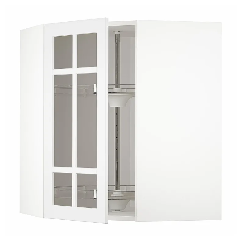 IKEA METOD МЕТОД, кутова настін шафа / об сек / скл двер, білий / стенсундський білий, 68x80 см 594.092.09 фото №1