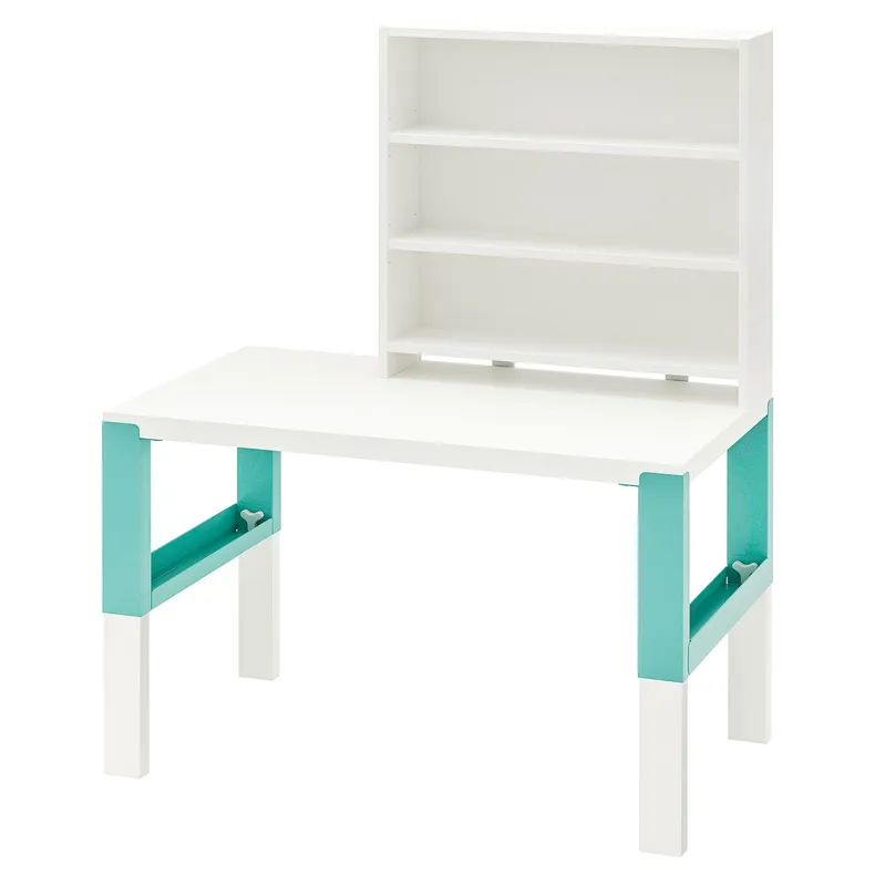 IKEA PÅHL ПОЛЬ, письмовий стіл із стелажем, білий/бірюзовий, 96x58 см 494.378.54 фото №1