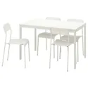 IKEA VANGSTA ВАНГСТА / ADDE АДДЕ, стол и 4 стула, белый / белый, 120 / 180 см 594.830.44 фото thumb №1