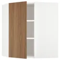 IKEA METOD МЕТОД, угловой навесной шкаф с полками, белый / Имитация коричневого ореха, 68x80 см 495.199.15 фото thumb №1