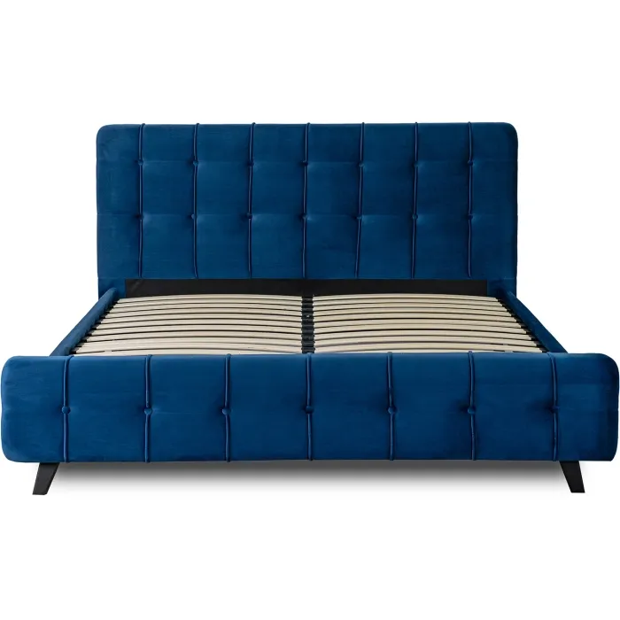 Ліжко двоспальне оксамитове MEBEL ELITE LINO Velvet, 160x200 см, синій фото №1
