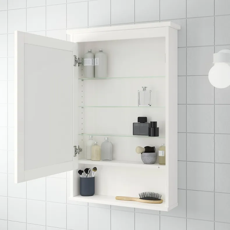 IKEA HEMNES ХЕМНЕС, шафа дзеркальна із 1 дверцятами, білий, 63x16x98 см 702.176.71 фото №2
