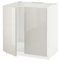 IKEA METOD МЕТОД, напольный шкаф для мойки+2 двери, белый / светло-серый, 80x60 см 494.599.35 фото thumb №1
