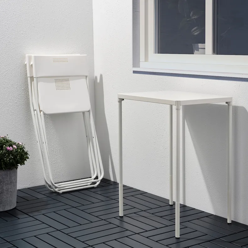 IKEA FEJAN ФЕЯН, стіл+2 складані стільці, вуличний, білий/білий 594.349.49 фото №4