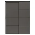 IKEA SKYTTA СКЮТТА / MEHAMN МЕХАМН, комбінація розсувних дверцят, чорний / двобічний темно-сірий, 177x240 см 294.995.84 фото thumb №1