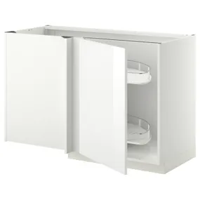 IKEA METOD МЕТОД, угловой напол шкаф с выдвижн секц, белый / Рингхульт белый, 128x68 см 794.576.33 фото