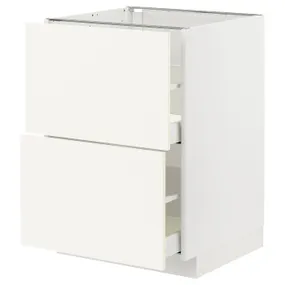 IKEA METOD МЕТОД / MAXIMERA МАКСИМЕРА, напольный шкаф 2фасада / 2выс ящика, белый / Вальстена белый, 60x60 см 495.071.68 фото