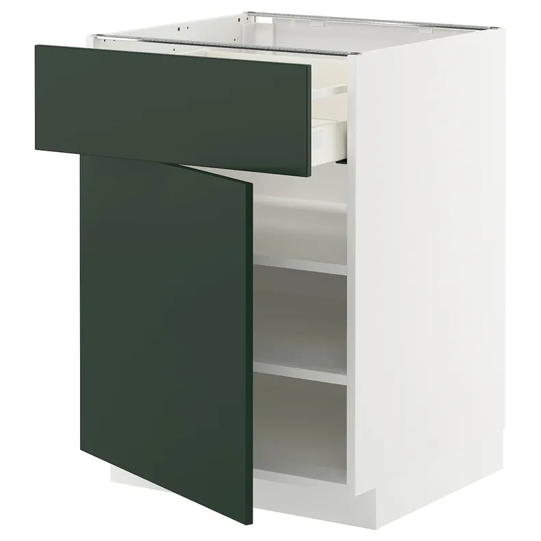 IKEA METOD МЕТОД / MAXIMERA МАКСИМЕРА, напольный шкаф с ящиком/дверцей, белый/Гавсторп темно-зеленый, 60x60 см 795.568.88 фото №1