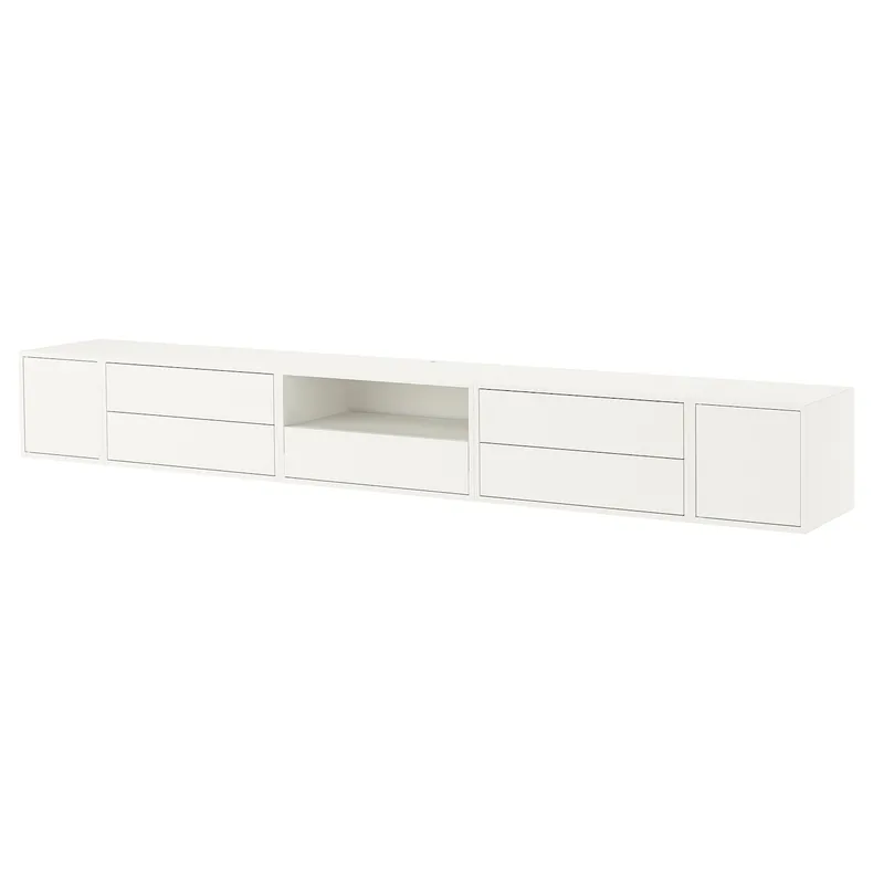 IKEA EKET, Телевізор, hi-fi шафа, білий з дверцятами, 280x35x35 см 595.809.93 фото №1