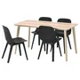 IKEA LISABO ЛИСАБО / ODGER ОДГЕР, стол и 4 стула, шпон ясеня / антрацит, 140x78 см 593.050.42 фото