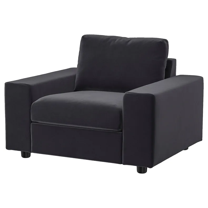 IKEA VIMLE ВІМЛЕ, крісло, з широкими підлокітниками/Djuparp темно-сірий 294.768.70 фото №1