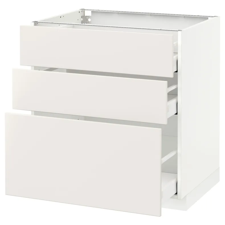 IKEA METOD МЕТОД / MAXIMERA МАКСИМЕРА, напольный шкаф с 3 ящиками, белый / белый, 80x60 см 290.497.08 фото №1