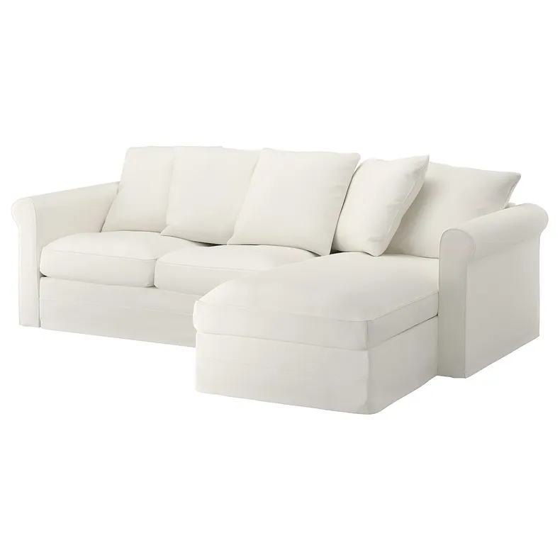 IKEA GRÖNLID ГРЁНЛИД, 3-местный диван с козеткой, Инсерос белый 194.071.46 фото №1