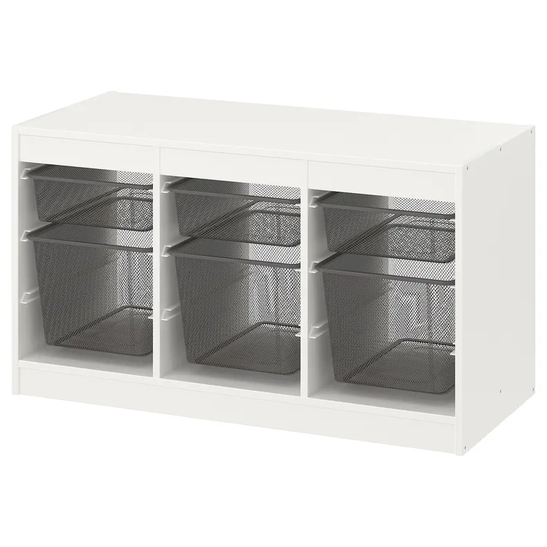 IKEA TROFAST ТРУФАСТ, комбінація для зберіган +контейнери, білий/темно-сірий, 99x44x56 см 294.798.35 фото №1