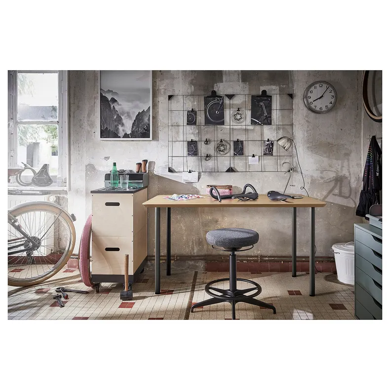 IKEA ANFALLARE АНФАЛЛАРЕ / ADILS АДІЛС, письмовий стіл, бамбук / темно-сірий, 140x65 см 794.176.99 фото №4
