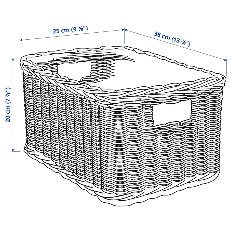 IKEA TRUMMIS ТРУММИС, корзина, ротанг ручной работы, 25x35x20 см 605.008.20 фото №4