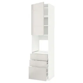 IKEA METOD МЕТОД / MAXIMERA МАКСИМЕРА, высокий шкаф д / духовки / дверь / 3ящика, белый / светло-серый, 60x60x240 см 394.558.86 фото